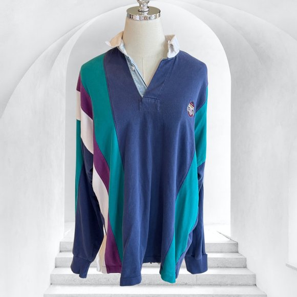 Ralph Lauren Other - Vintage Chaps x Ralph Lauren Colorblock Polo Long Sleeve Purple Blue